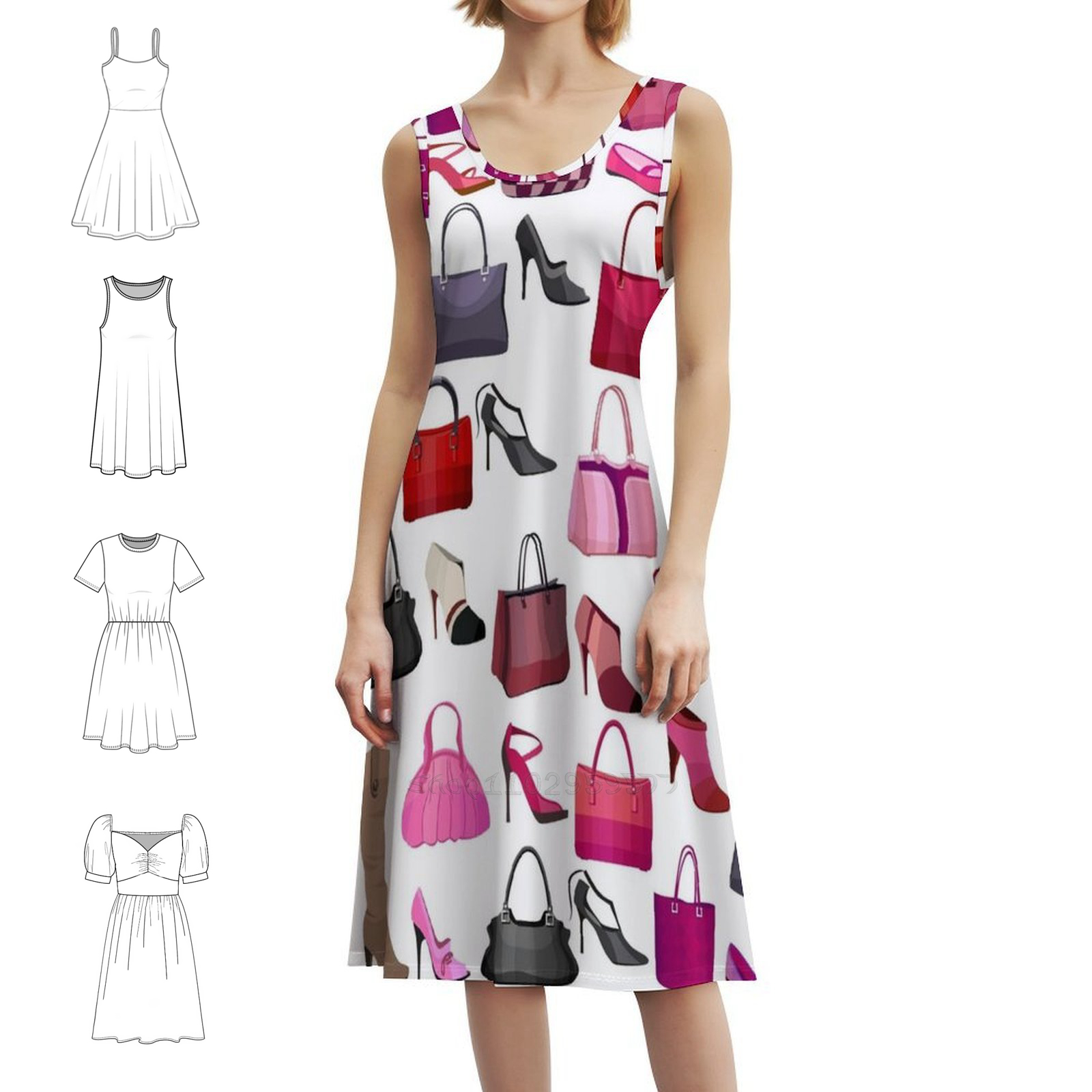 Women Shoes Vector - Seamless Pattern With Womans Bags And