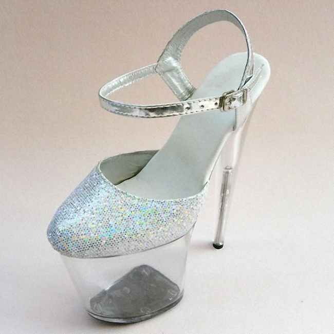 Women'S Shoes For Work - Glitter Silver 8 Inches High Heels