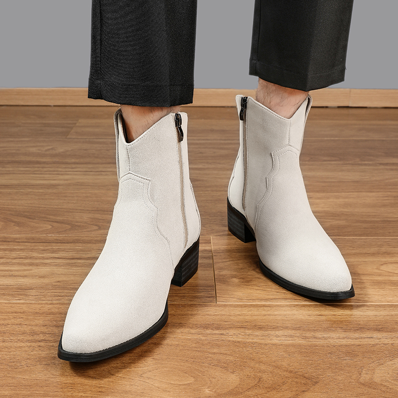 Men High Top Boots Solid Color - Suede Ankle Boot avaliação e preço
