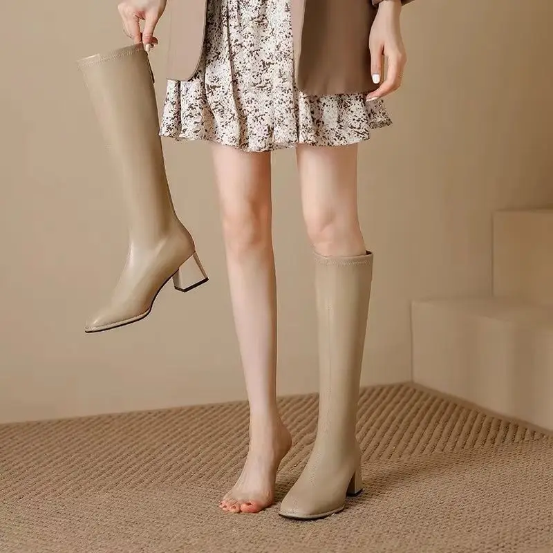 Square Toe Women's Long Boots  - Women'S Shoes For Work avaliação e preço