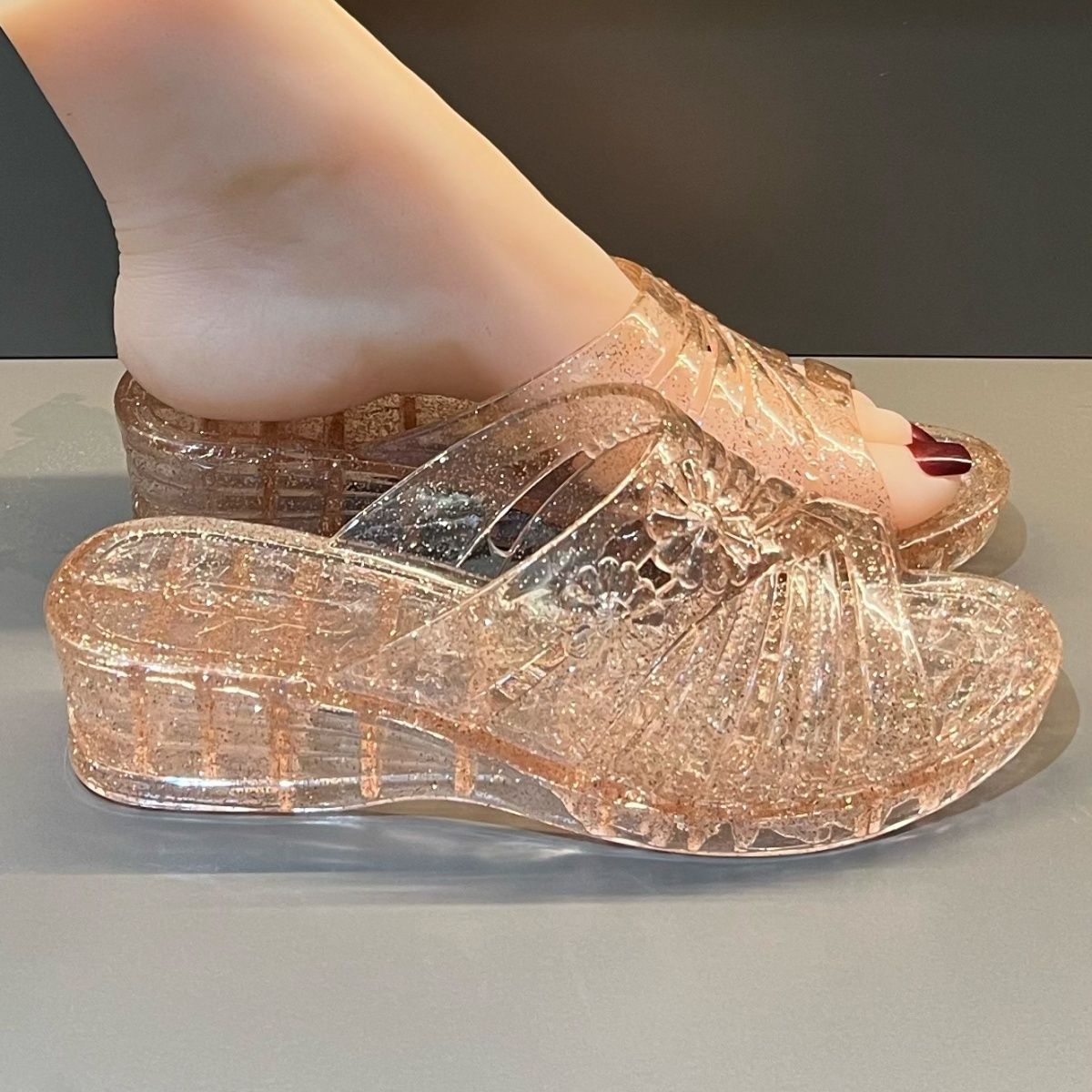 WFashion Purple Glitter Jelly  - Jelly Sandal Women avaliação e preço