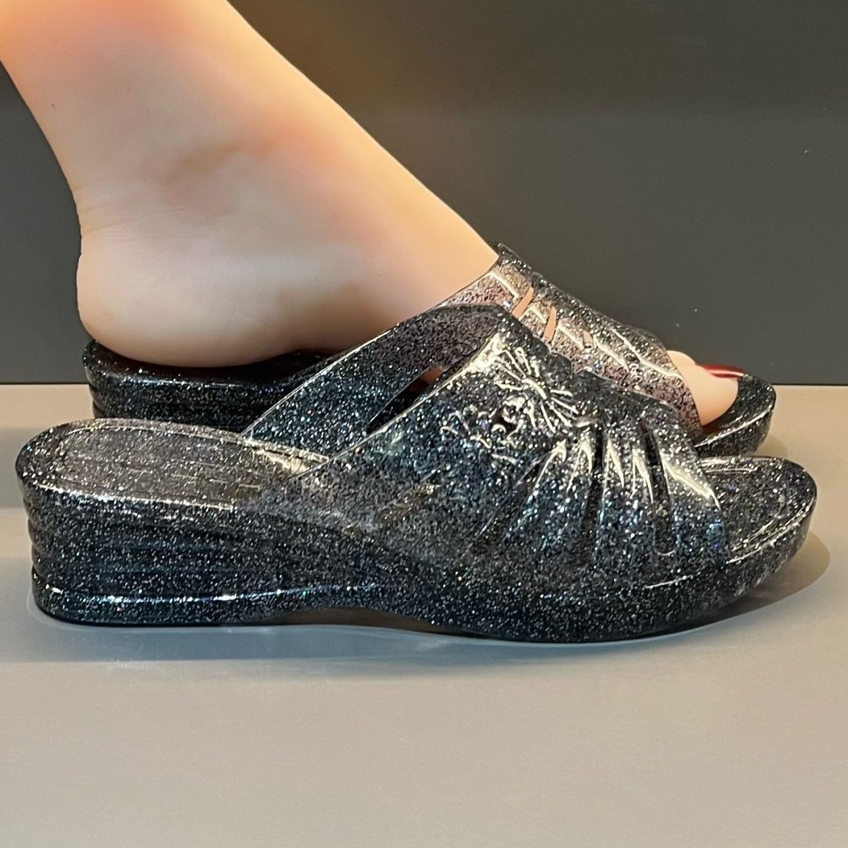 WFashion Purple Glitter Jelly  - Jelly Sandal Women avaliação e preço