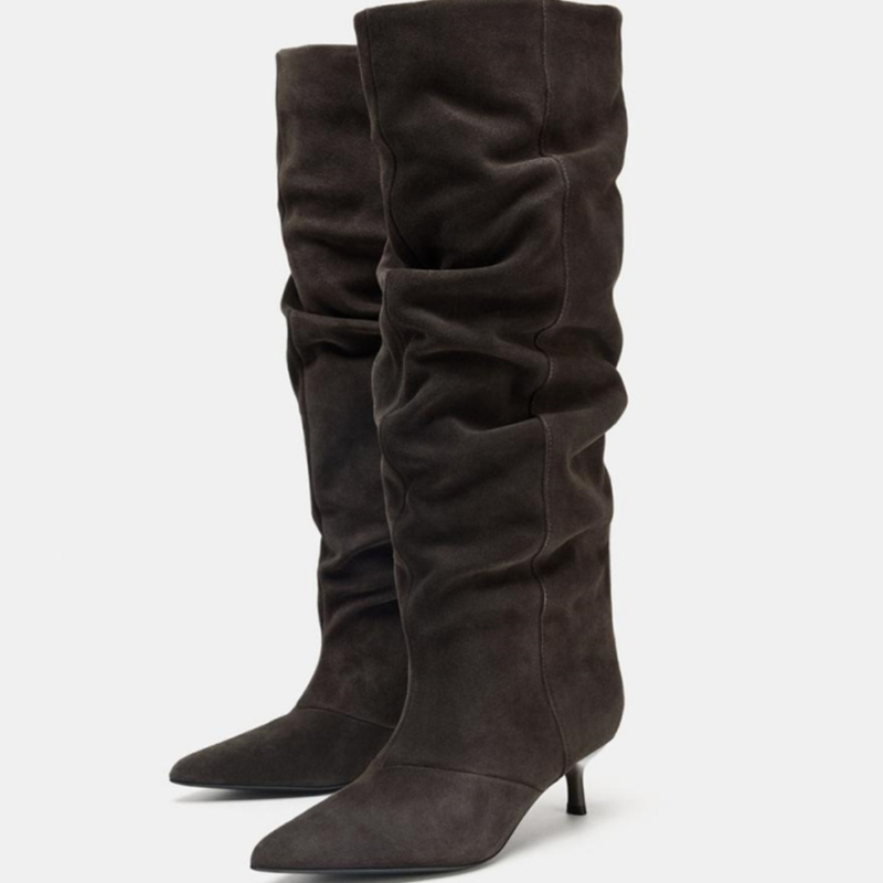 Suede Slouch Knee High Boots W - Suede Ankle Boot avaliação e preço