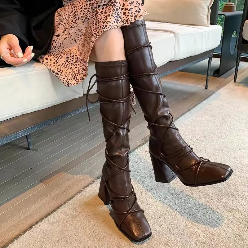 Autumn Winter Leather Strap Kn - Women'S Shoes For Work avaliação e preço