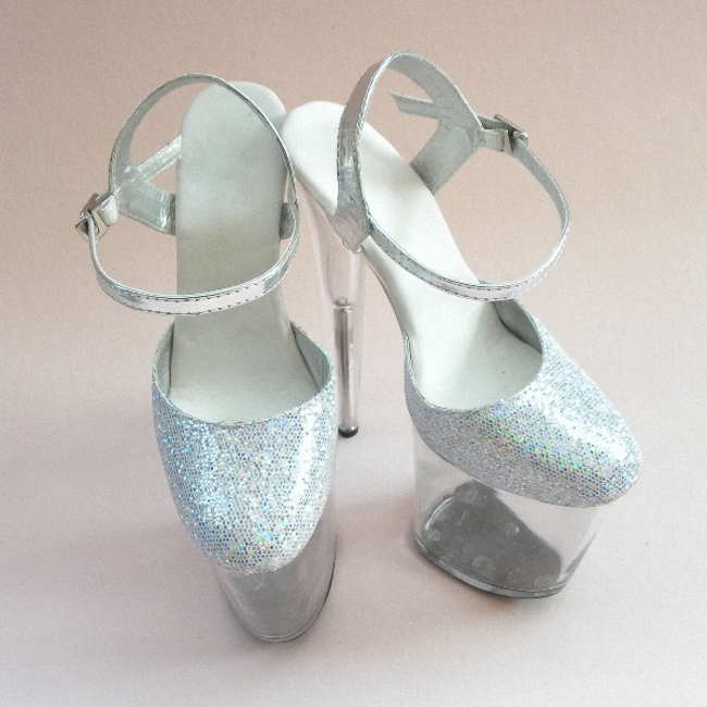 Glitter Silver 8 Inches High H - Women'S Shoes For Work avaliação e preço